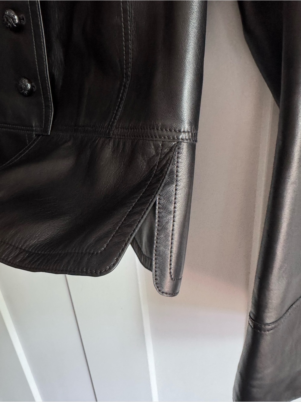 Stunning Burberry London Lamb Leather Equestrian Moto Black Jacket Coat 12 - Picture 11 of 13
